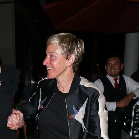 Ellen DeGeneres et sa femme Portia de Rossi sont allées dîner au restaurant Craig's à Hollywood, le 2 août 2018.