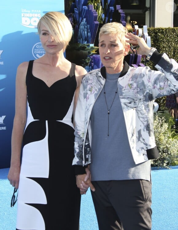Portia de Rossi et sa femme Ellen Degeneres lors de la première mondiale de Disney-Pixar "Finding Dory" à Hollywood, le 8 juin 2016.