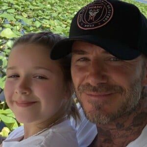 David Beckham avec sa fille Harper lors d'une visite des Everglades (Miami) le 2 juin 2019.