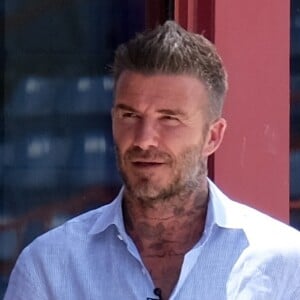 David Beckham passe la journée avec les jeunes de l'académie Inter Miami CF au Lockhart Stadium à Fort Lauderdale. Le 2 juin 2019.