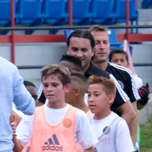 David Beckham passe la journée avec les jeunes de l'académie Inter Miami CF au Lockhart Stadium à Fort Lauderdale. Le 2 juin 2019.