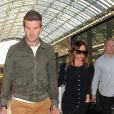 David Beckham et sa femme Victoria arrivent à la gare de St-Pancras à bord de l'Eurostar en provenance de Paris. Londres, le 21 mai 2019.