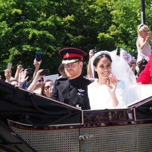 Le prince Harry et Meghan Markle, duchesse de Sussex, le jour de leur mariage à Windsor, le 19 mai 2018.