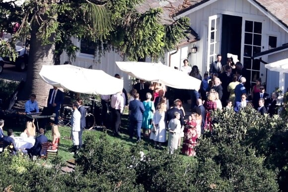 Vue aérienne des invités au mariage de K. Schwarzenegger et C. Pratt au Ranch de San Ysidro à Montecito au États-Unis, le 8 juin 2019