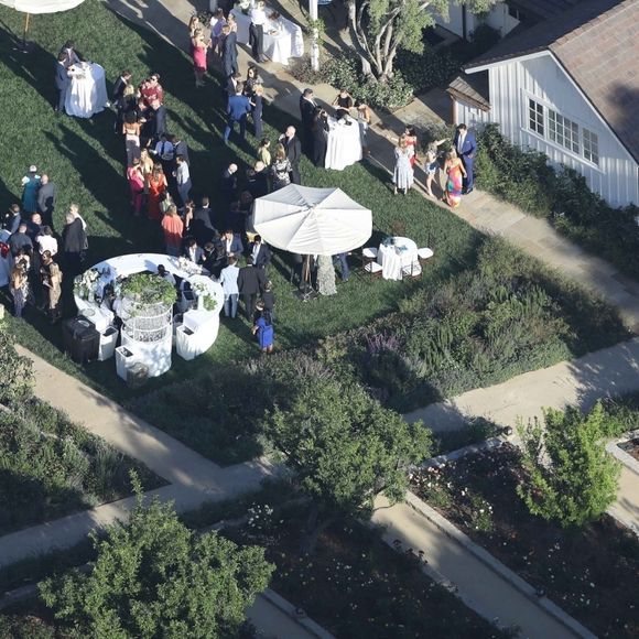 Vue aérienne des invités au mariage de K. Schwarzenegger et C. Pratt au Ranch de San Ysidro à Montecito au États-Unis, le 8 juin 2019 o