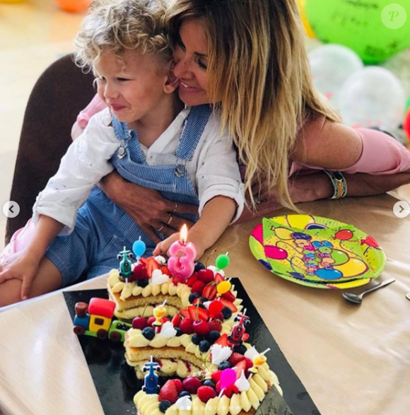 Ingrid Chauvin et son mari Thierry Peythieu célèbrent le troisième anniversaire de leur fils Tom lundi 10 juin 2019.