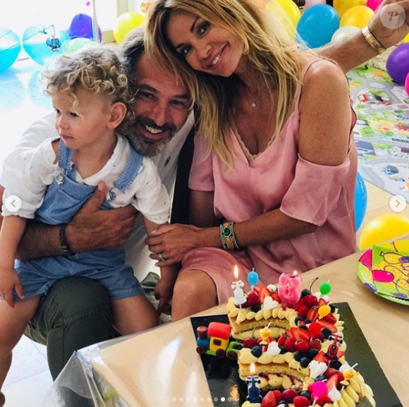 Ingrid Chauvin et son mari Thierry Peythieu célèbrent le troisième anniversaire de leur fils Tom lundi 10 juin 2019.