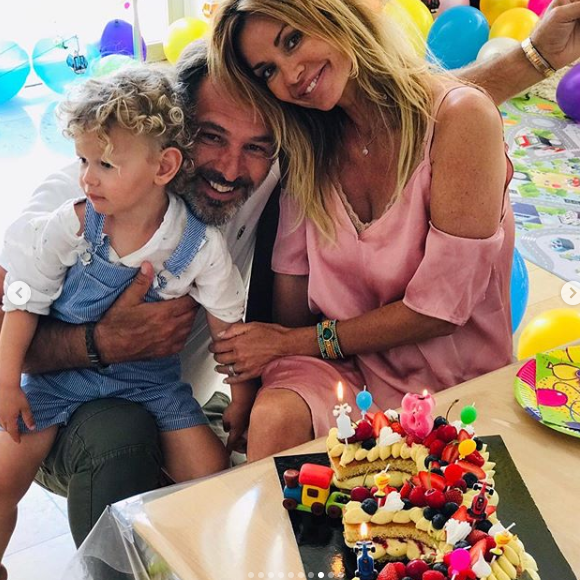 Ingrid Chauvin et son mari Thierry Peythieu célèbrent le troisième anniversaire de leur fils Tom lundi 10 juin 2019.