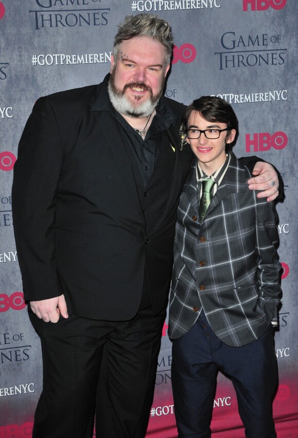 Isaac Hempstead Wright, Kristian Nairn - Présentation de la saison 4 de la série "Game of Thrones" à New York, le 19 mars 2014.