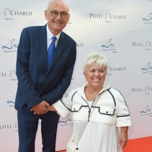 Mimie Mathy et son mari Benoist Gérard - Soirée du 90ème anniversaire de Line Renaud sur le Bateau Potel et Chabot "Pavillon Seine" à Paris le 2 juillet 2018. © Coadic Guirec/Bestimage