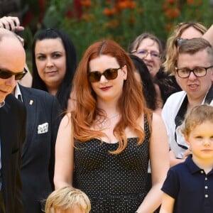 Le prince héréditaire Jacques et la princesse Gabriella de Monaco accompagnaient leur père le prince Albert de Monaco pour fêter le 20e anniversaire de Bob l'éponge, venu avec son ami Patrick l'étoile de mer, à l'occasion du 59e Festival de télévision de Monte-Carlo au Grimaldi Forum à Monaco le 16 juin 2019. © Bruno Bebert / Bestimage