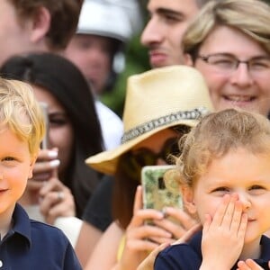 Le prince héréditaire Jacques et la princesse Gabriella de Monaco accompagnaient leur père le prince Albert de Monaco pour fêter le 20e anniversaire de Bob l'éponge, venu avec son ami Patrick l'étoile de mer, à l'occasion du 59e Festival de télévision de Monte-Carlo au Grimaldi Forum à Monaco le 16 juin 2019. © Bruno Bebert / Bestimage