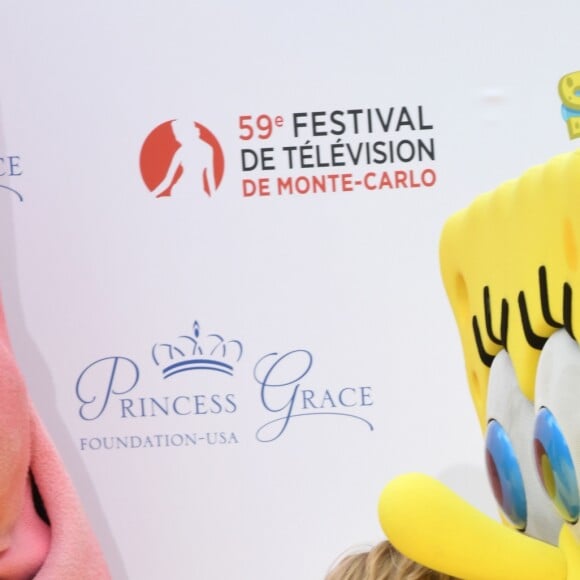 Le prince héréditaire Jacques et la princesse Gabriella de Monaco accompagnaient leur père le prince Albert de Monaco pour fêter le 20e anniversaire de Bob l'éponge, venu avec son ami Patrick l'étoile de mer, à l'occasion du 59e Festival de télévision de Monte-Carlo au Grimaldi Forum à Monaco le 16 juin 2019. © Bruno Bebert / Bestimage