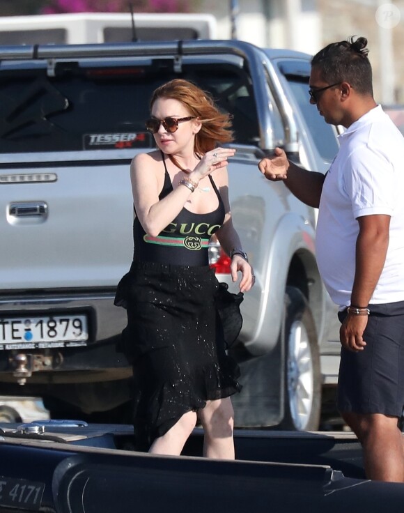Exclusif - Lindsay Lohan est de retour sur l'île de Mykonos, pour ses vacances d'été, le 17 juin 2019.