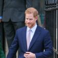 Le prince Harry, duc de Sussex, Meghan Markle, duchesse de Sussex, enceinte, à la sortie de Canada House après une cérémonie pour la Journée du Commonwealth à Londres le 11 mars 2019.