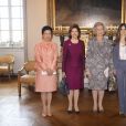 La princesse Hisako Norihito de Takamado, la reine Silvia de Suède, la reine Sofia d'Espagne et la princesse Sofia de Suède étaient réunies le 15 mai 2019 au palais royal à Stockholm pour Dementia Forum X, premier forum consacré à la démence.