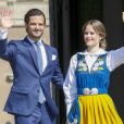 Le prince Carl Philip et la princesse Sofia de Suède au palais royal pour l'inauguration matinale de la célébration de la Fête nationale à Stockholm le 6 juin 2019.