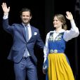 Le prince Carl Philip et la princesse Sofia de Suède au palais royal pour l'inauguration matinale de la célébration de la Fête nationale à Stockholm le 6 juin 2019.