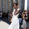 Karidja Touré arrive au défilé de mode Haute-Couture 2019/2020 "Elie Saab" au Palais de Tokyo à Paris. Le 3 juillet 2019