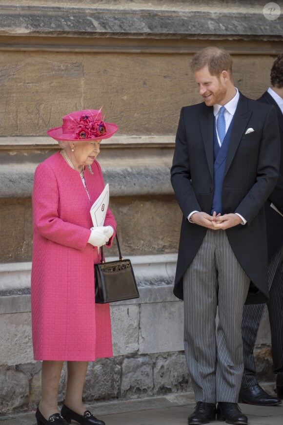 La reine Elisabeth II d'Angleterre, le prince Harry - Mariage de Lady Gabriella Windsor avec Thomas Kingston dans la chapelle Saint-Georges du château de Windsor le 18 mai 2019.