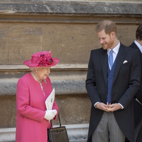 La reine Elisabeth II d'Angleterre, le prince Harry - Mariage de Lady Gabriella Windsor avec Thomas Kingston dans la chapelle Saint-Georges du château de Windsor le 18 mai 2019.