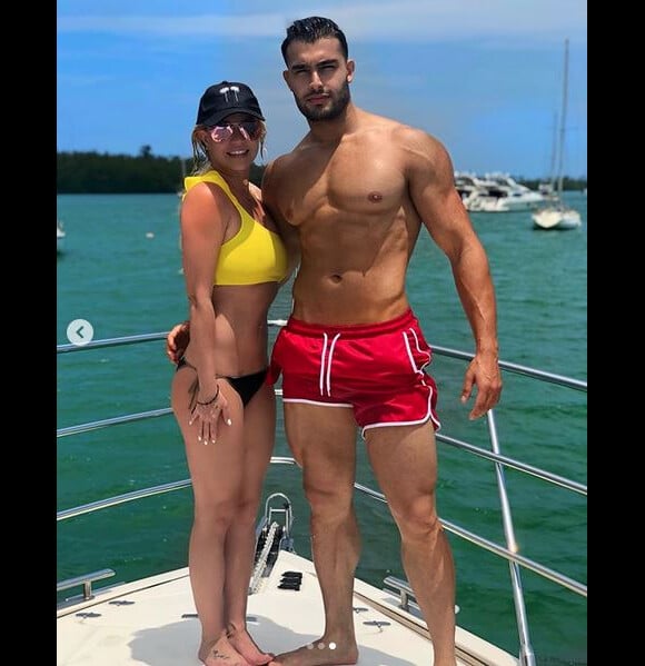 Britney Spears et son compagnon Sam Asghari en vacances. 2019.