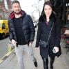 Exclusif - Le footballeur Olivier Giroud et sa femme Jennifer sortent du restaurant Ivy Chelsea Garden à Londres le 15 mars 2019.