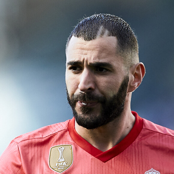 Karim Benzema lors du match de football de La Liga opposant le Real Sociedad au Real Madrid au Deportivo Alavés au stade Anoeta à Saint-Sébastien, Espagne, le 12 mai 2019.