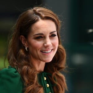 Catherine (Kate) Middleton, duchesse de Cambridge arrivent à Wimbledon pour la finale féminine à Londres, le 13 juillet 2019.