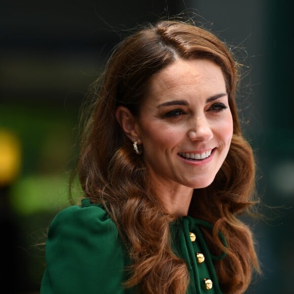 Catherine (Kate) Middleton, duchesse de Cambridge arrivent à Wimbledon pour la finale féminine à Londres, le 13 juillet 2019.