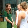 Catherine (Kate) Middleton, duchesse de Cambridge arrivent à Wimbledon pour la finale féminine à Londres, le 13 juillet 2019.