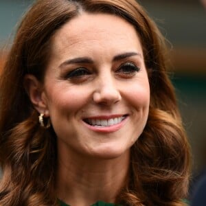 Catherine (Kate) Middleton, duchesse de Cambridge arrivent à Wimbledon pour la finale féminine à Londres, le 13 juillet 2019.