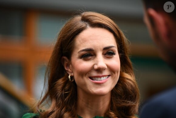 Catherine (Kate) Middleton, duchesse de Cambridge arrivent à Wimbledon pour la finale féminine à Londres, le 13 juillet 2019.