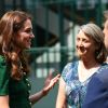 Catherine (Kate) Middleton, duchesse de Cambridge arrivent à Wimbledon pour la finale féminine à Londres, le 13 juillet 2019.