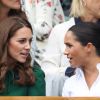 Kate Middleton, Meghan Markle et Pippa Middleton très complices lors du tournois de Wimbledon, le samedi 13 juillet 2019.