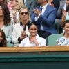 Kate Middleton, Meghan Markle et Pippa Middleton très complices lors du tournois de Wimbledon, le samedi 13 juillet 2019.