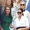 Kate Middleton, Meghan Markle et Pippa Middleton très complices lors du tournois de Wimbledon, le samedi 13 juillet 2019.