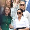 Kate Middleton, Meghan Markle et Pippa Middleton très complices lors du tournois de Wimbledon, le samedi 13 juillet 2019.