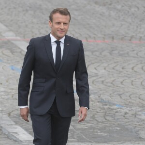 Emmanuel Macron (président de la République Française), lors du 139ème défilé militaire du 14 Juillet sur les Champs-Elysées, le jour de la Fête Nationale. Paris, le 14 juillet 2019. © Lemouton-Gorassini-Perusseau/Bestimage