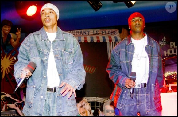 Le groupe Tragédie lors d'un concert au Planet Hollywood, le 4 otobre 2003, à Paris.