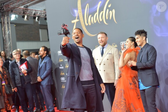 Guy Ritchie, Will Smith, Naomi Scott, Mena Massoud à l'avant-première du film "Aladdin" au cinéma UCI Luxe Mercedes Platz à Berlin, Allemagne, le 11 mai 2019.