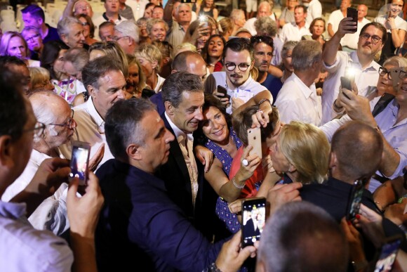 Semi-exclusif - Renaud Muselier, Nicolas Sarkozy - Carla Bruni-Sarkozy en concert au théâtre de Verdure du Grand Jardin à Le Lavandou le 23 juillet 2019. © Dominique Jacovides-Cyril Moreau/Bestimage