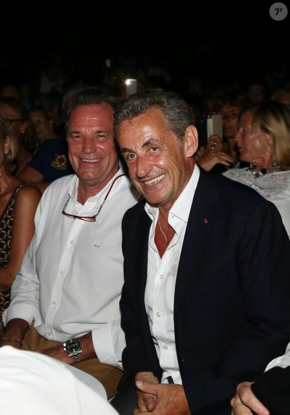 Semi-exclusif - Renaud Muselier, Nicolas Sarkozy - Carla Bruni-Sarkozy en concert au théâtre de Verdure du Grand Jardin à Le Lavandou le 23 juillet 2019. © Dominique Jacovides-Cyril Moreau/Bestimage