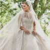 Christina Mourad, sublime en robe Elie Saab, pour son mariage à Elie Saab Jr (le fils du couturier Elie Saab) à Faqra. Le 19 juillet 2019.