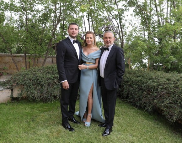 Elie Saab et son épouse Claudine au mariage de leur fils Elie Saab Jr (le fils du couturier Elie Saab) et Christina Mourad à Faqra. Le 19 juillet 2019.