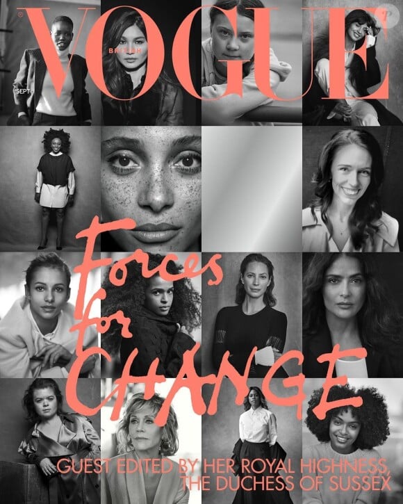 Meghan Markle, duchesse de Sussex, était la rédactrice en chef invitée du numéro de septembre 2019 du Vogue britannique, consacré notamment à quinze figures féminines qui changent le monde.
