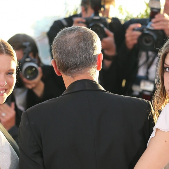 Lea Seydoux, Abdellatif Kechiche (Palme d'Or pour "La vie d'Adele") et Adele Exarchopoulos - Photocall de la remise des palmes lors du 66eme festival du film de Cannes. Le 26 mai 2013