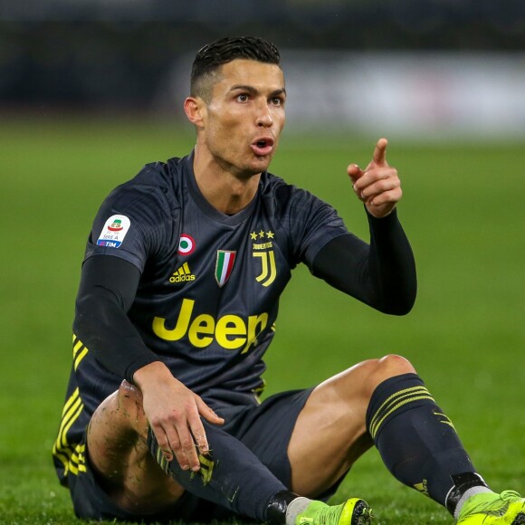 Cristiano Ronaldo lors du match de football de Serie A opposant la Juventus Turin à la S.S. Lazio au stade olympique de Rome, Italie, le 27 janvier 2019.