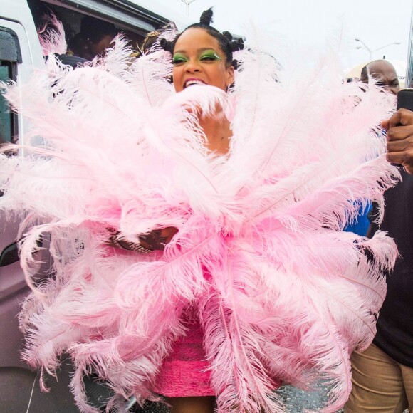 Rihanna lors de la parade de Kadooment Day dans la paroisse de Saint-Michael à La Barbade, le 5 août 2019