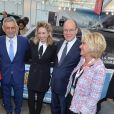 Jazmin Grace Grimaldi avec son père le prince Albert II de Monaco et Ségolène Royal le 11 avril 2018 en principauté lors du salon EVER Monaco dédié aux véhicules écologiques et aux énergies renouvelables. © Michael Alesi/Bestimage